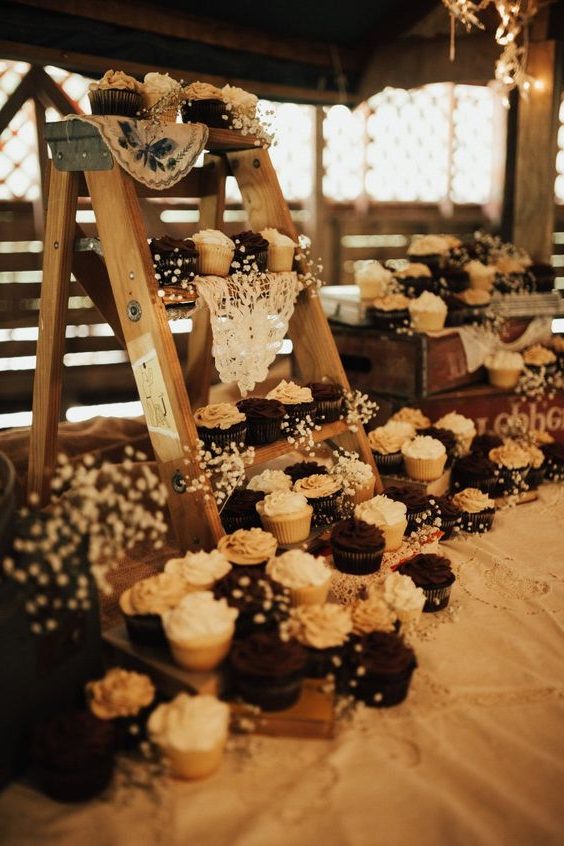 Rustic Cupcake Display Ladder