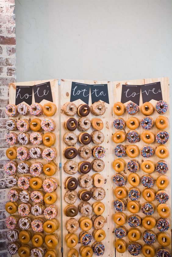Rustic Donut Wall for Wedding Reception