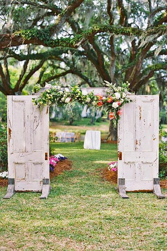 Rustic Old Door Wedding Backdrop