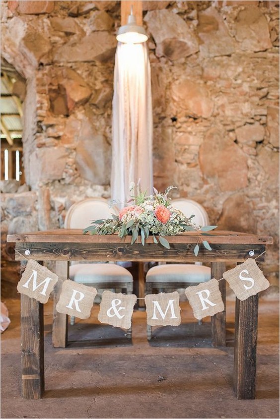 Rustic Pink Shabby Chic Wedding Sweetheart Table