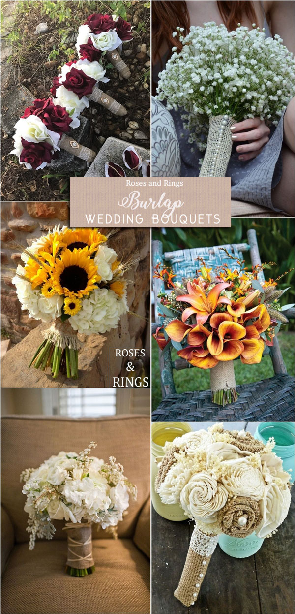 Rustic burlap wedding bouquets