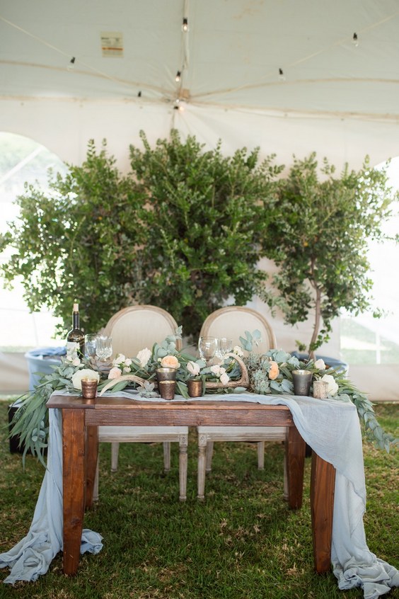 Rustic chic sweetheart table for two