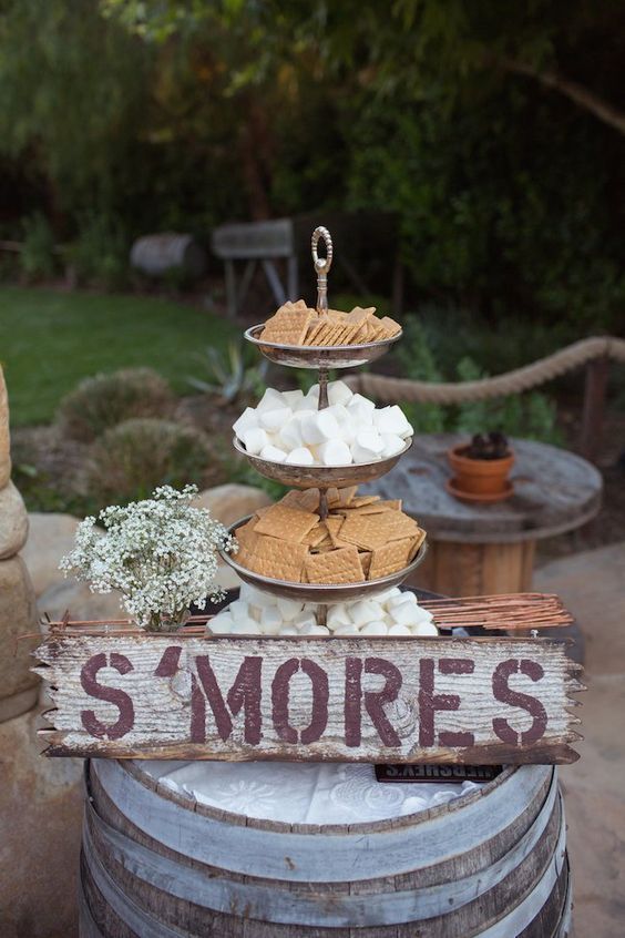 Rustic country S'mores wedding bar ideas