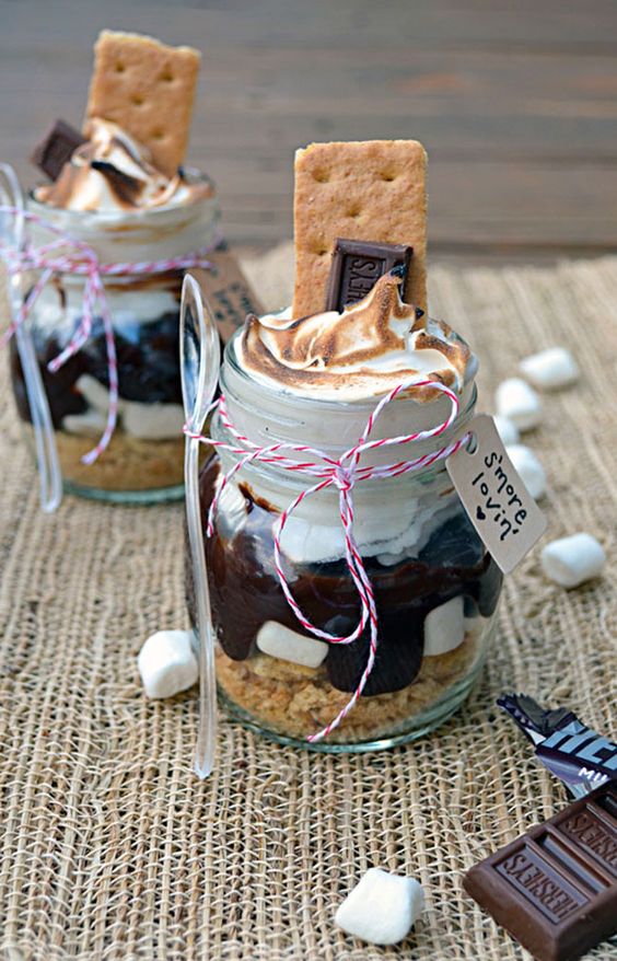 S'mores Treats in Mini Mason Jars Wedding Favors