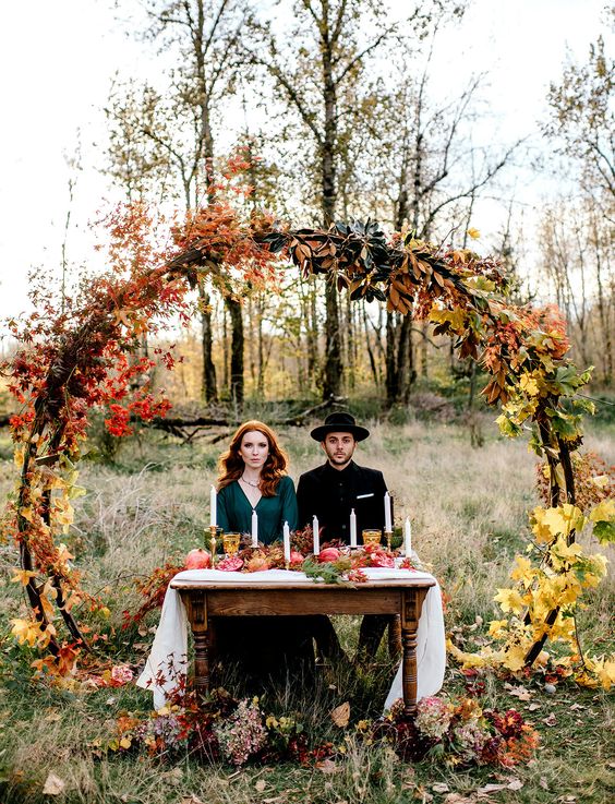 Vintage autumn sweetheart table decor