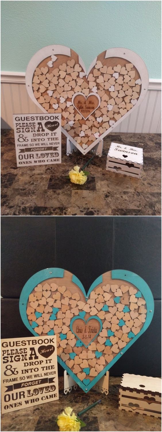 Wedding guest alternative-unique guest book-heart drop box