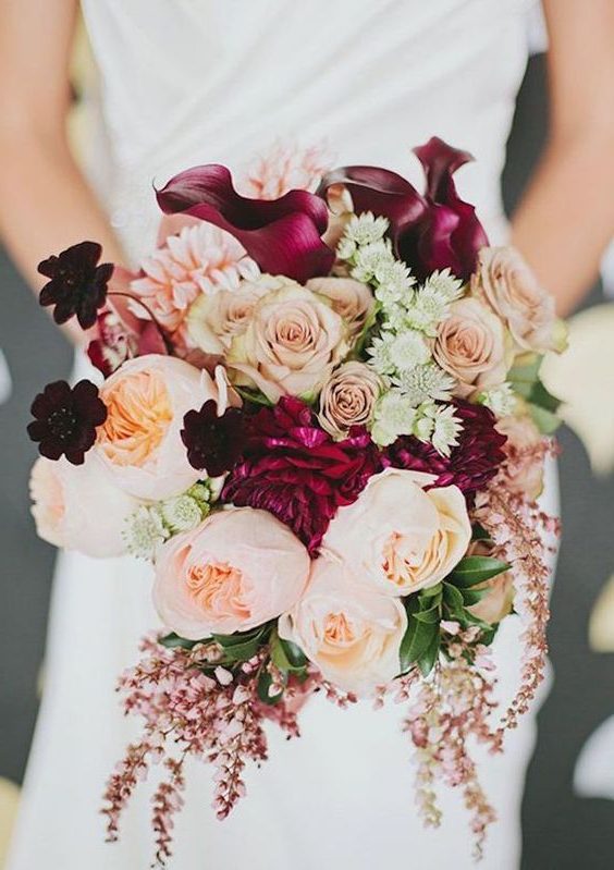 burgundy and blush wedding bouquet