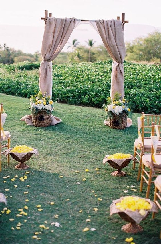 burlap rustic wedding archway