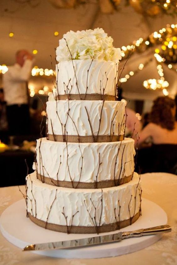 country rustic burlap wedding cakes