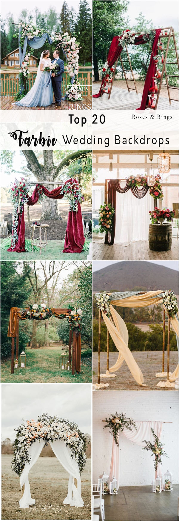 draping and floral wedding arch with fabric