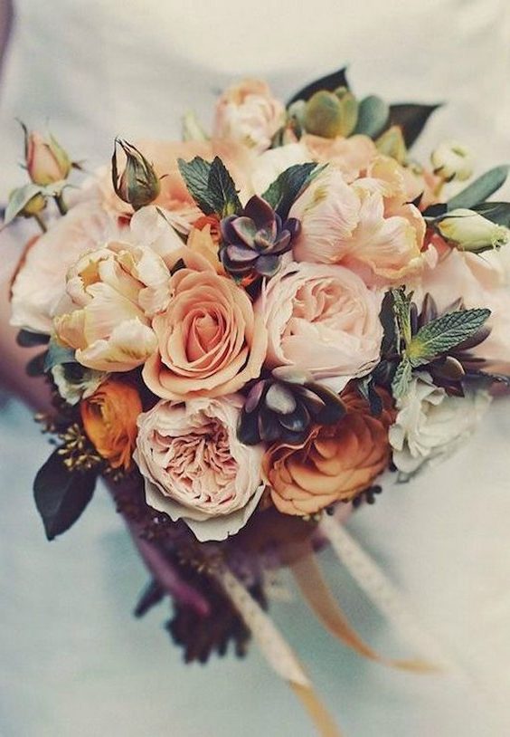 dusty rose fall wedding bouquet