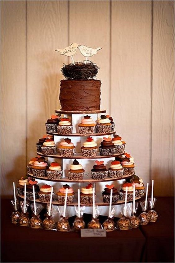 fall wedding cupcake tower