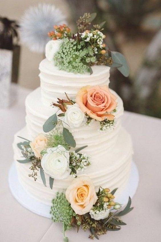 2 tier wedding cake with buttercream flowers | Buttercream flower cake, Buttercream  wedding cake, Wedding cake buttercream flowers