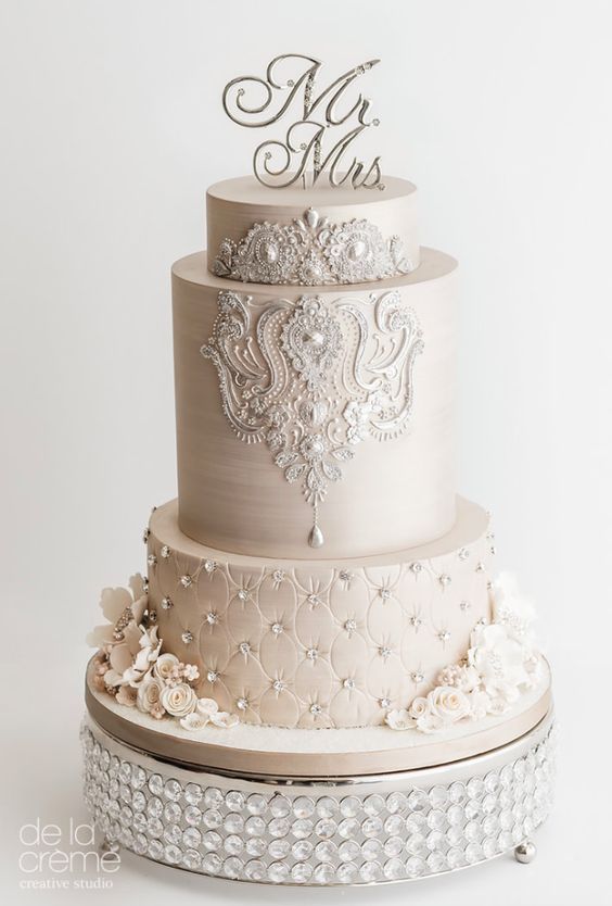 ivory baroque wedding cake