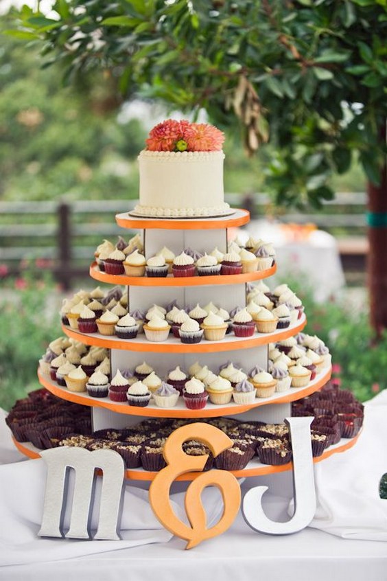 orange fall wedding cupcake idea