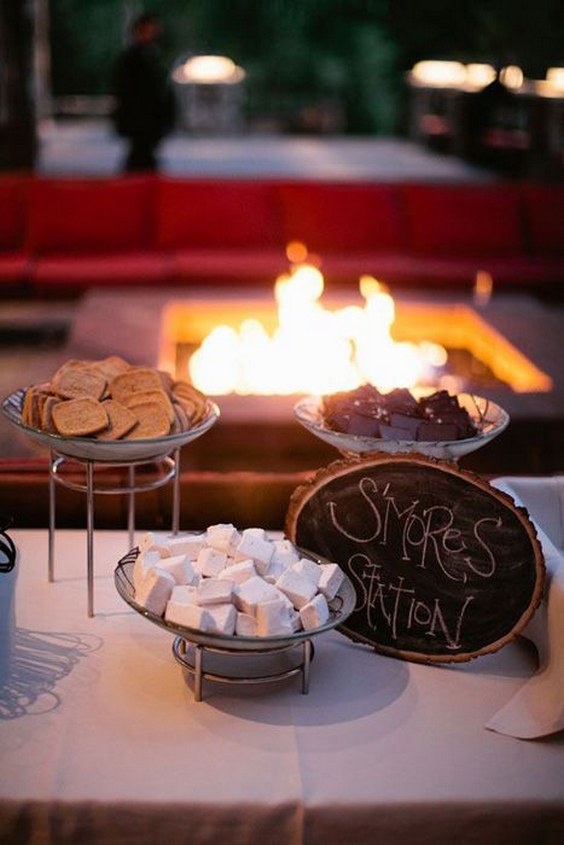 outdoor wedding lounge complete with a s'mores bar