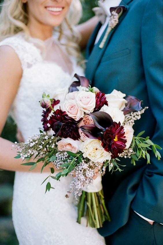 plum fall wedding bouquet