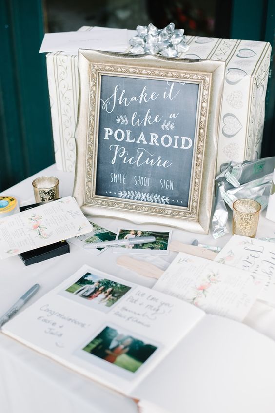 polaroid wedding guest book and table