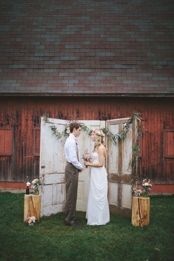 rustic barn old door wedding backdrop