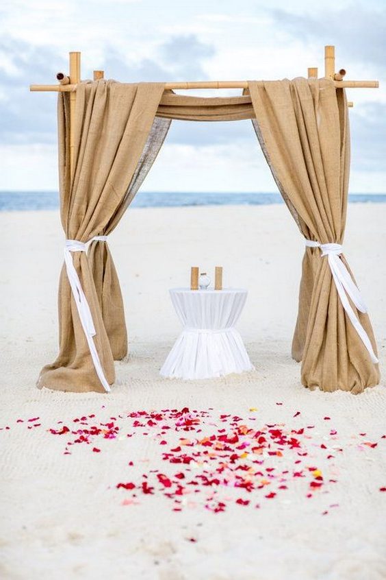 rustic beach burlap wedding arch
