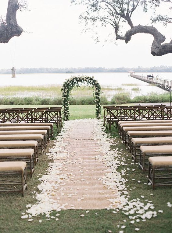 rustic burlap wedding ceremony runner