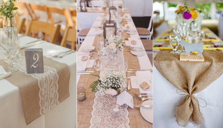 rustic burlap wedding table runner ideas