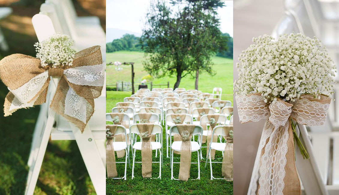 rustic country burlap wedding chair decor