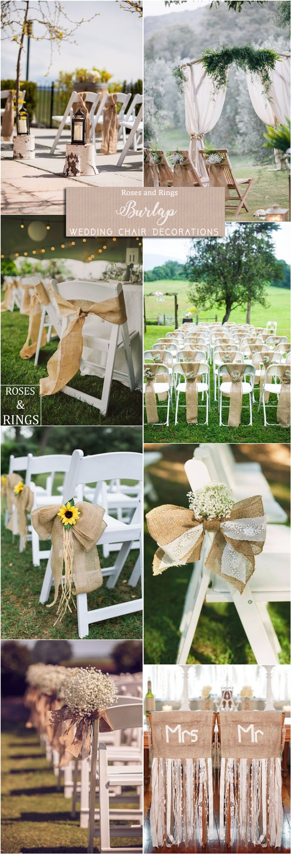 rustic country burlap wedding chair ideas