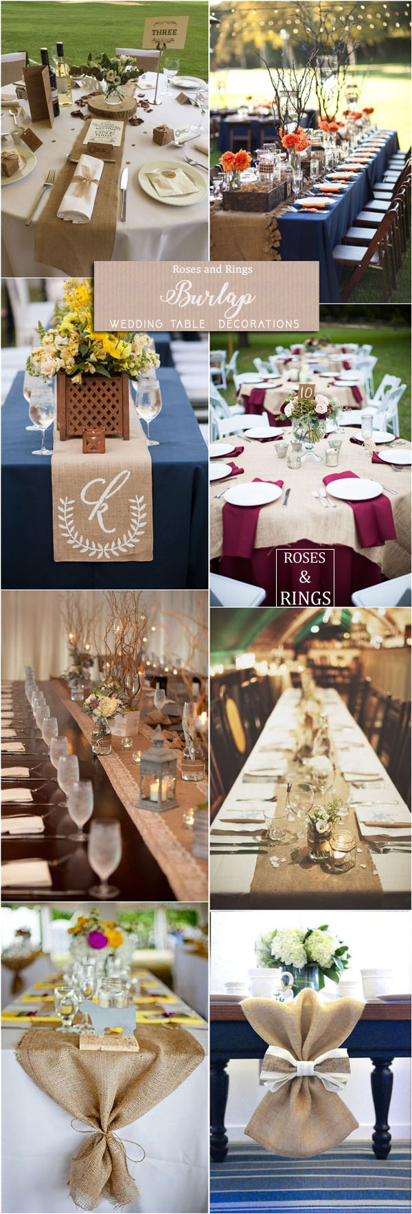 rustic country burlap wedding table decor ideas