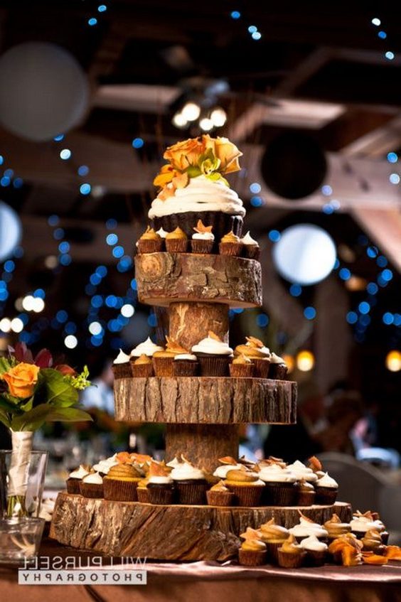 rustic country fall wedding cupcake