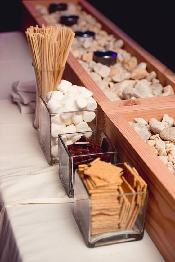 rustic country smores wedding bar ideas