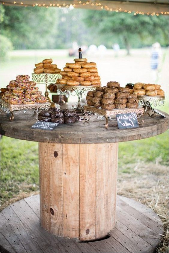 rustic country wedding donut bar