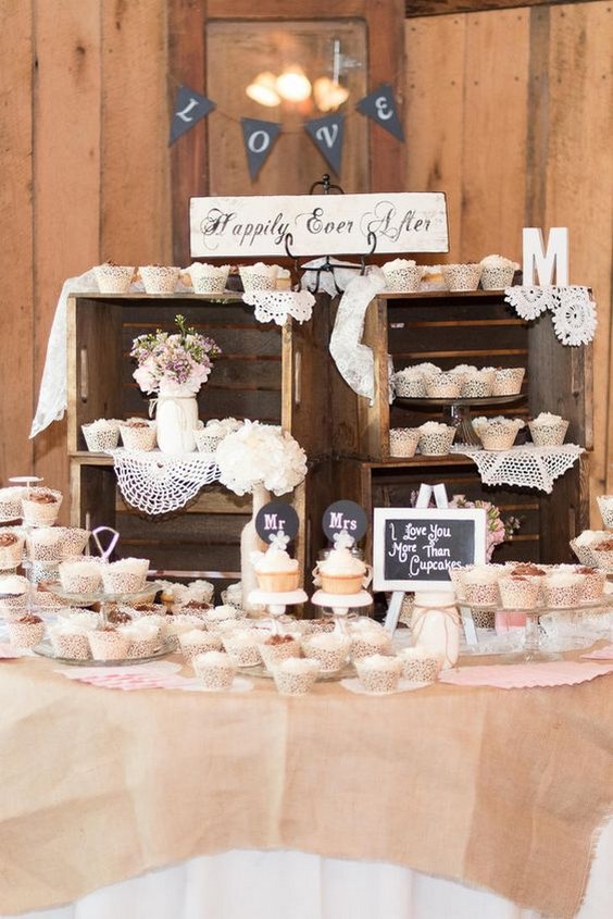 rustic cupcake display