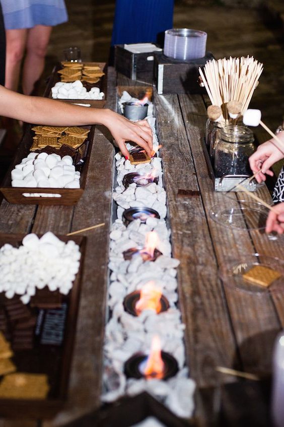 rustic outdoor smores bar