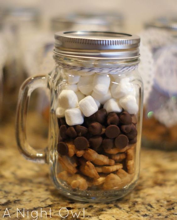 rustic smores in mason jar wedding favors