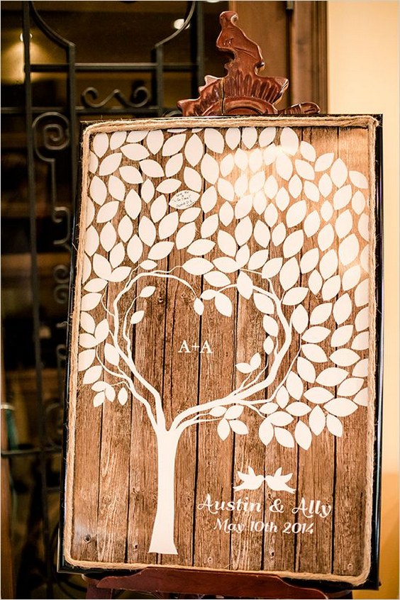 rustic tree wood wedding guest book