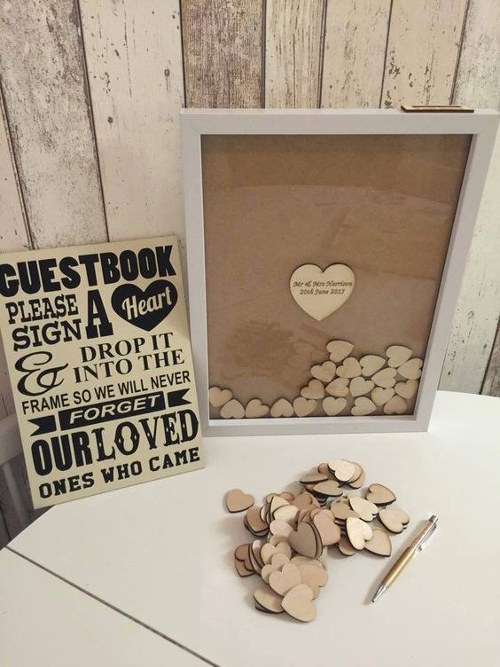 rustic wood drop wedding guest book