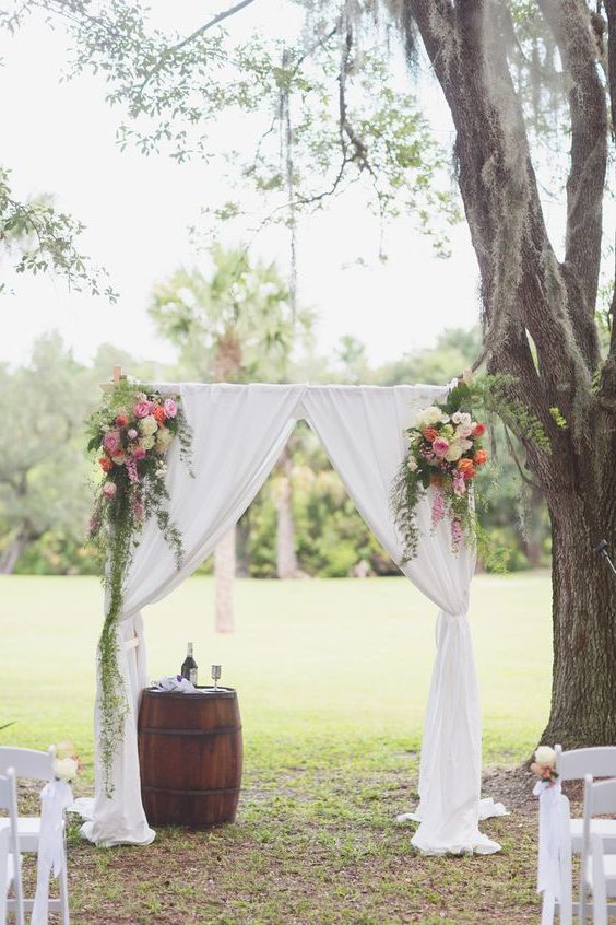 simplar fabric wedding arch