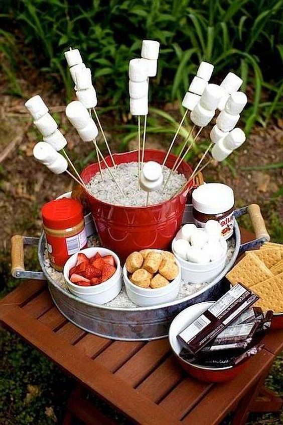 smore bar. have a fire pit out back for the reception