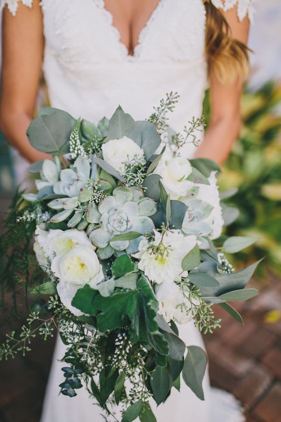 succulent and greenery wedding bouquet