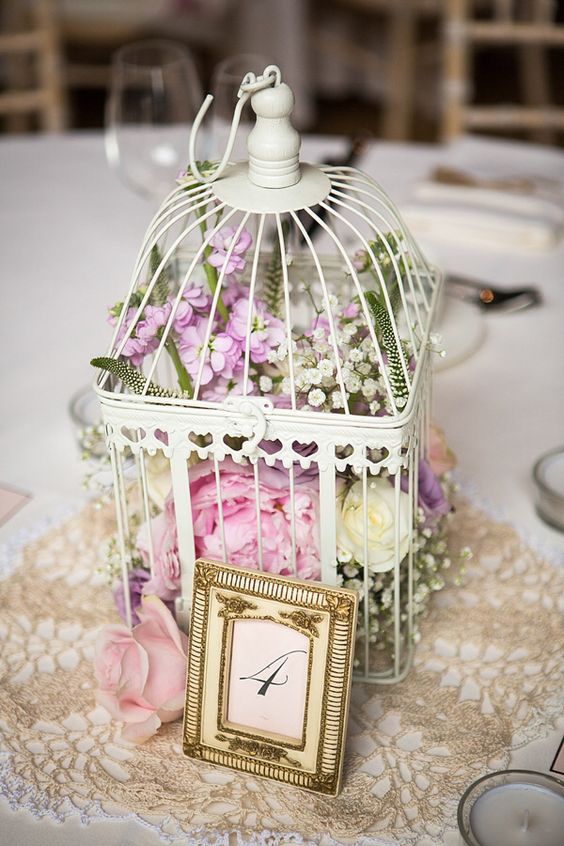 vintage birdcage wedding centerpiece