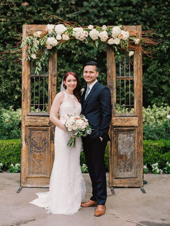 vintage door frame wedding backdrop