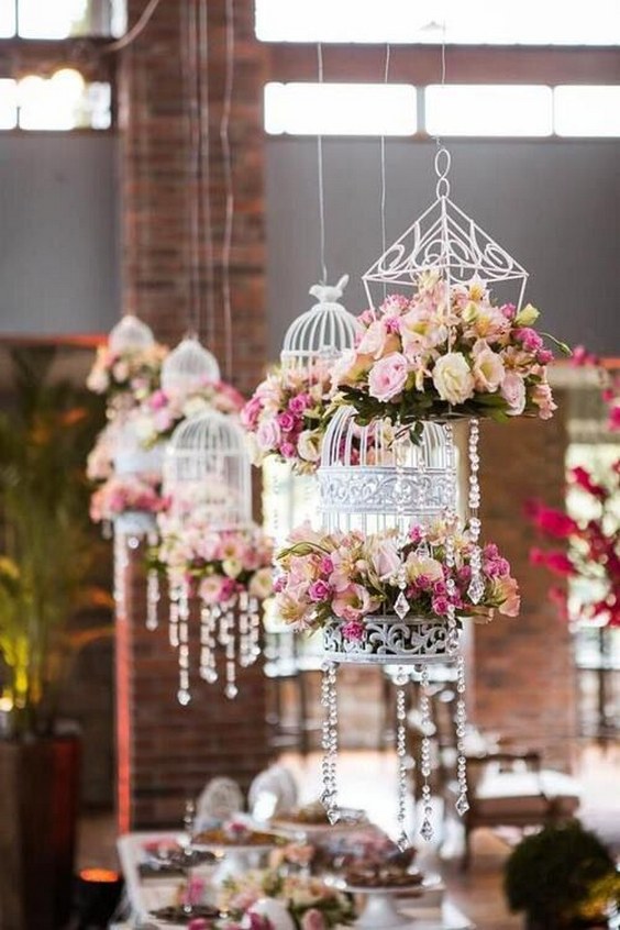 vintage hanging birdcage wedding decor