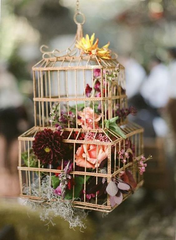 vintage hanging birdcage wedding ideas