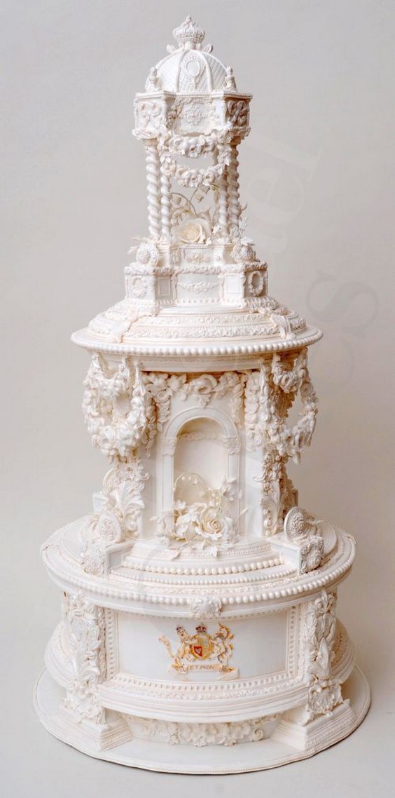 white baroque wedding cake