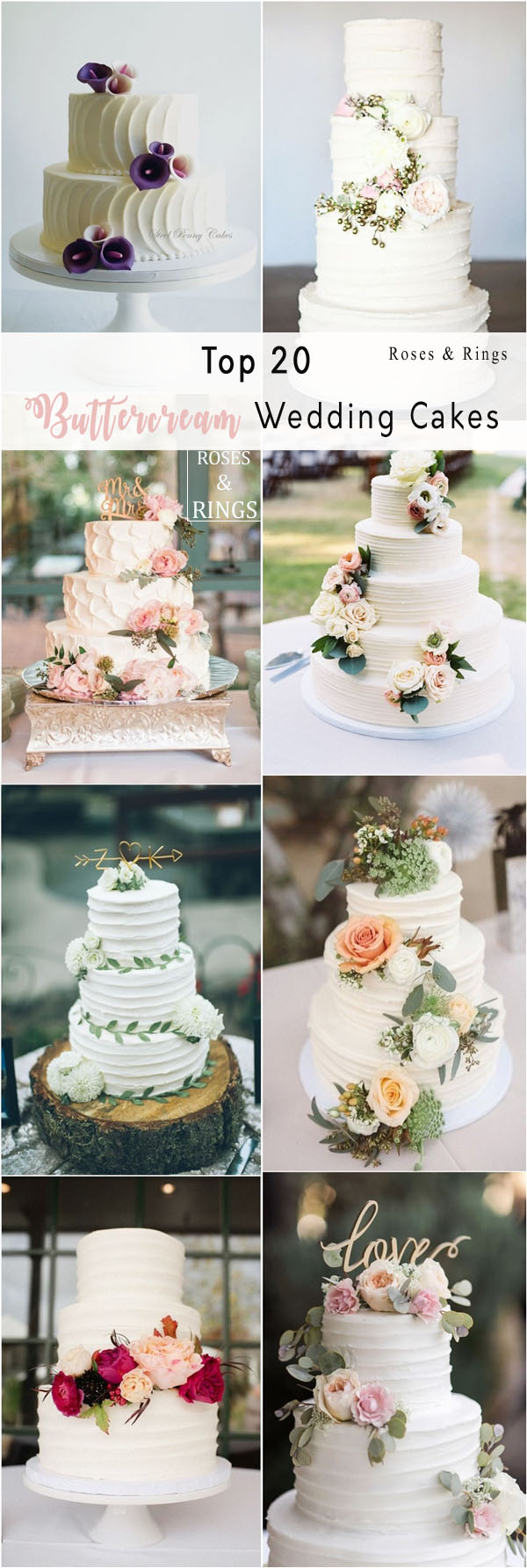 white buttercream wedding cakes