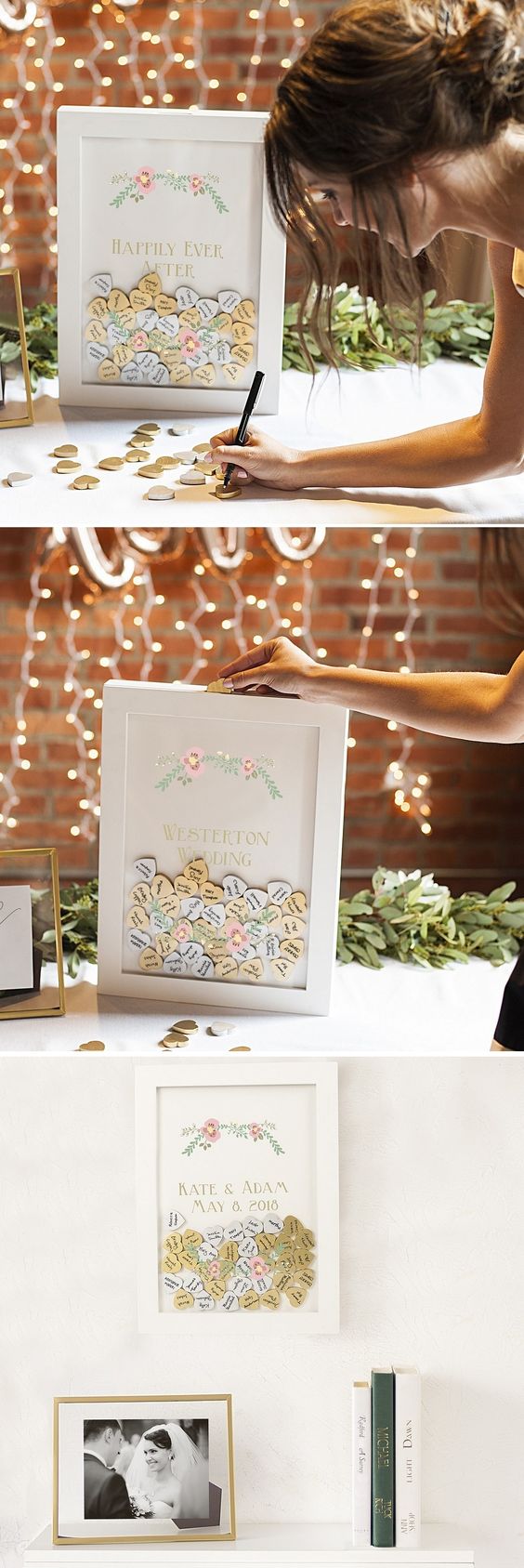 white wedding guest signature shadow box