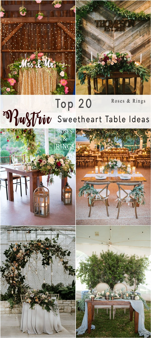 Rustic Greenery sweetheart table decor ideas