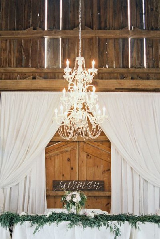 Rustic chic barn sweetheart table idea