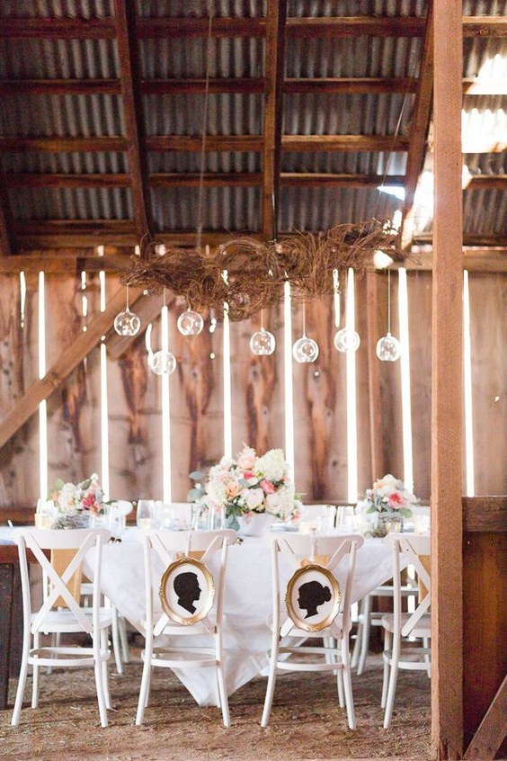 Shabby Chic Barn Sweetheart Table Decor Idea